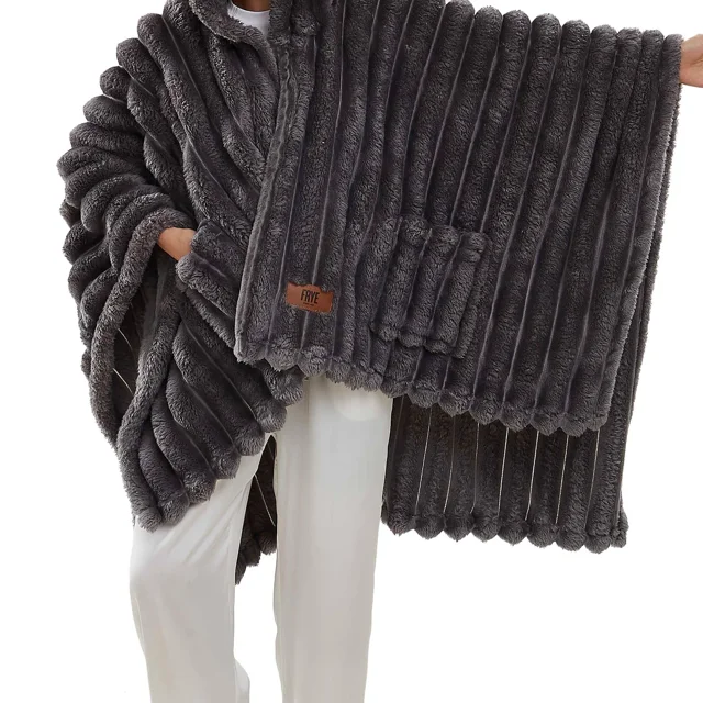 Frye Plush Faux Fur Wearable Throw – Ultra Soft, Warm, Cozy Wearable Blanket for Adults, Premium Winter Comfort