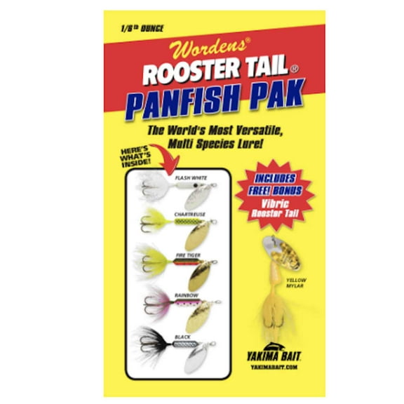 Yakima Bait Worden's Rooster Tail Panfish, Inline Spinnerbait Fishing Lure, Assorted Colors, 1/6 oz.
