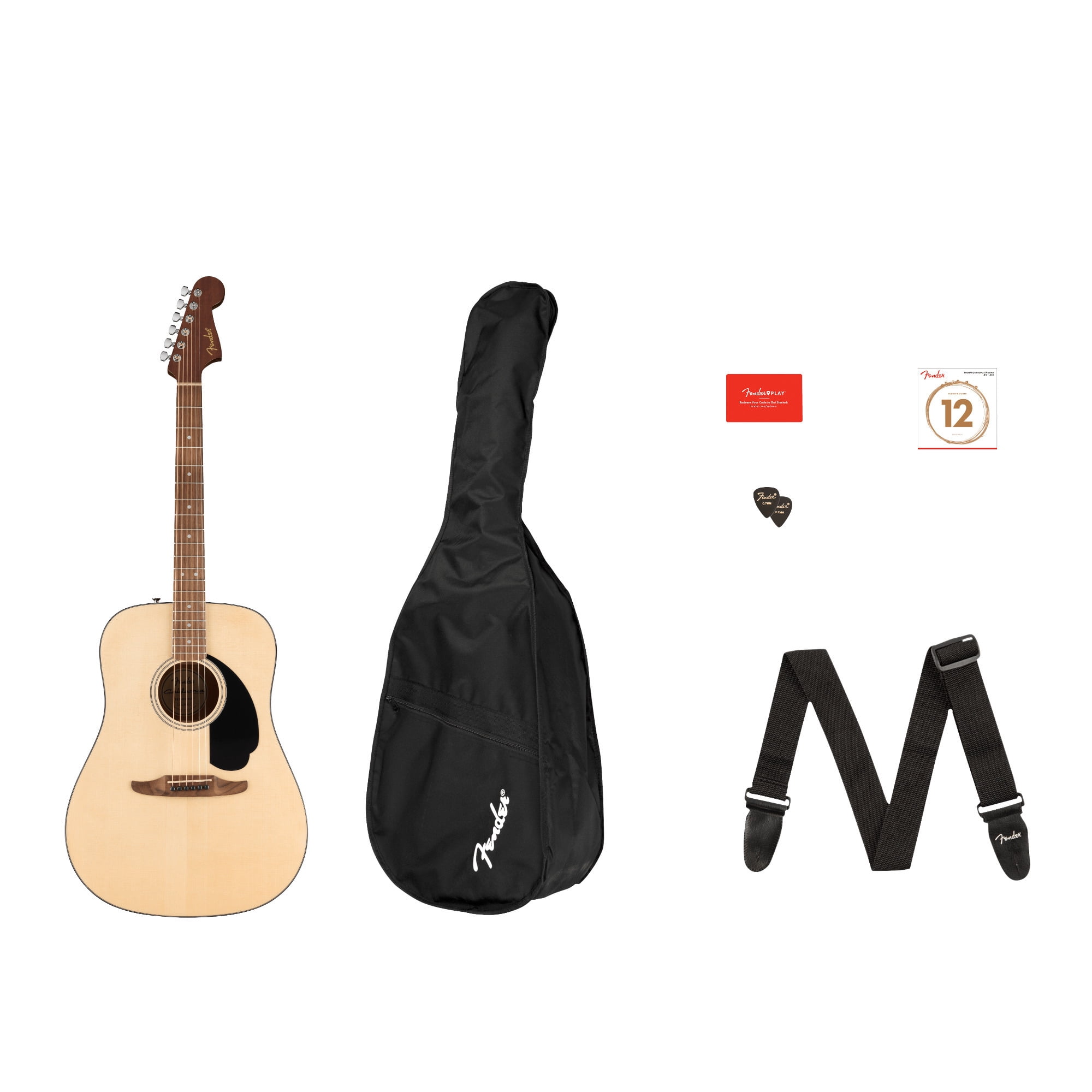 Open Box Fender California Standard Redondo Pack Spruce Top Sapele Back and Sides Black Pickguard Slim C Neck Walnut Fingerboard (Natural)