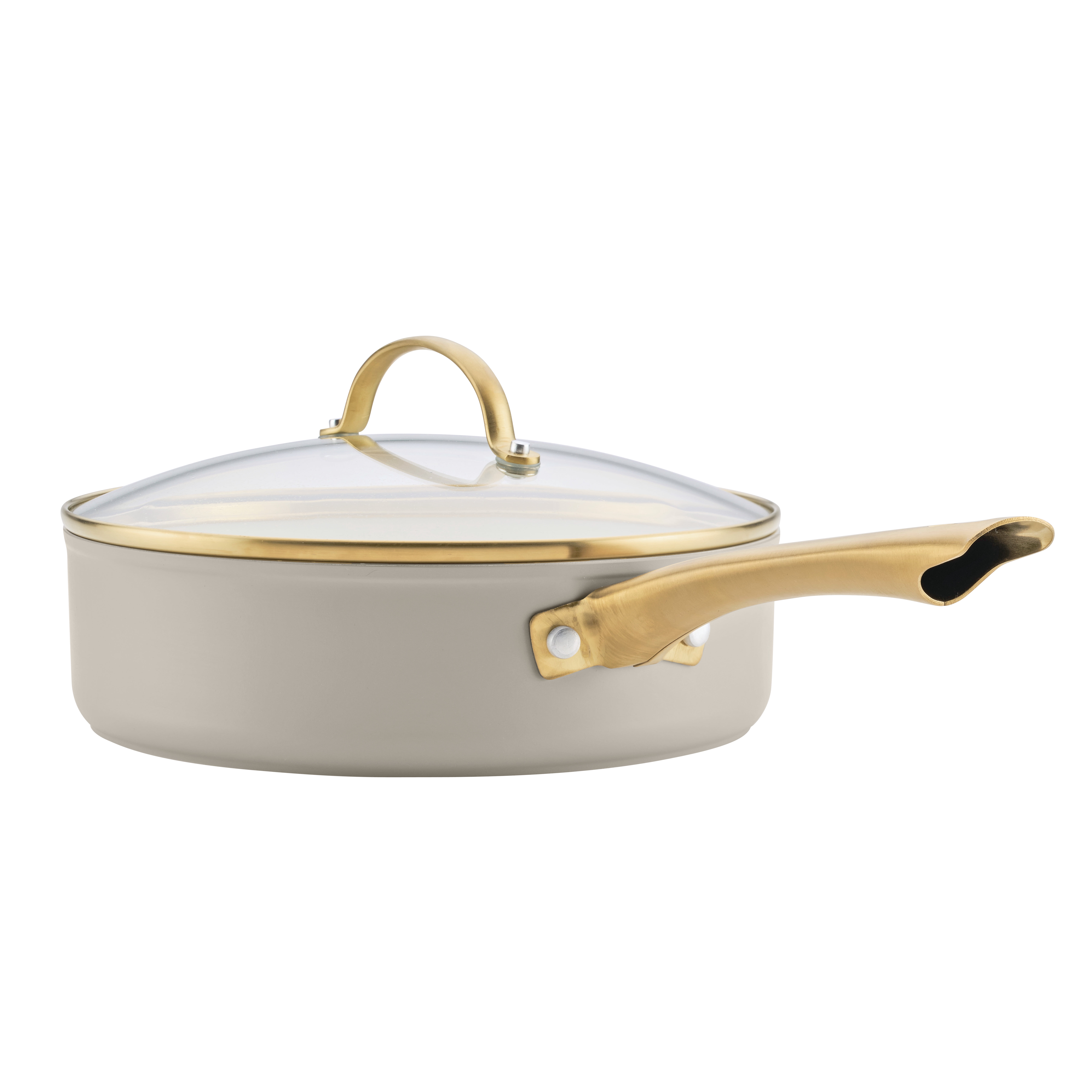 Farberware Forged Induction 3 Quart Ceramic Nonstick Saute Pan with Lid, Dishwasher Safe, Pan Oven Safe to 500°F, Stainless Steel Handle, Taupe