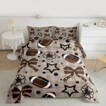 thumbnail image 3 of Homewish Kawaii Brown Bowknot Bedding Comforter Set for Kids, Cartoon Stars Flower Twin Comforter Sets, Rugby Football Lover Reversible Bedding Set, Breathable Home Decor, 2pcs, 3 of 9