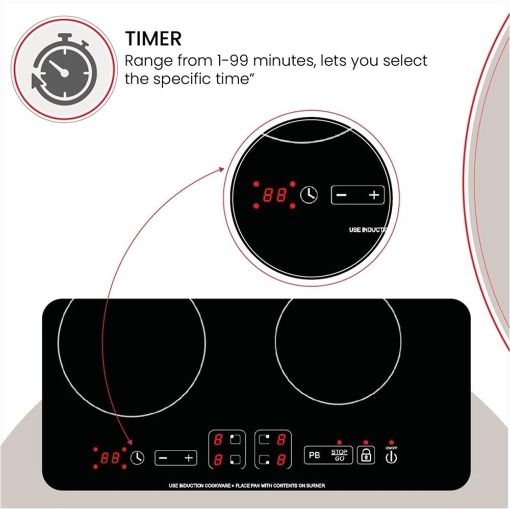 Pemberly Row Metal 24" Built-in Induction Cooktop 4 Burner in Black