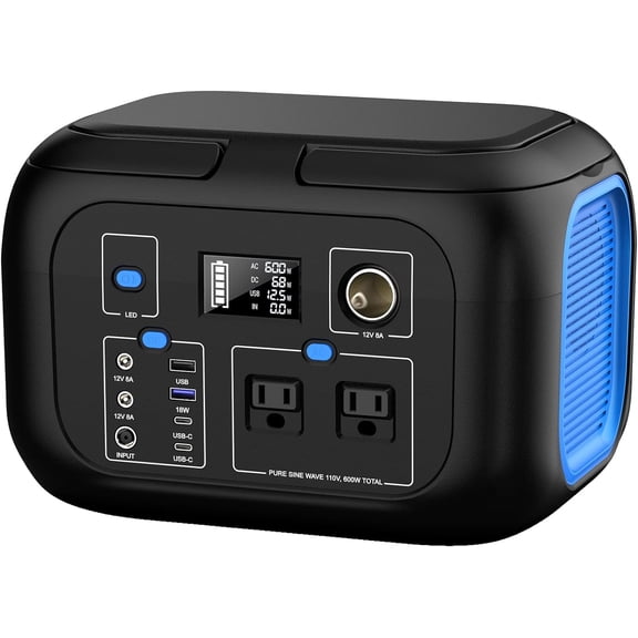 Portable Power Station 300W 296Wh Battery Bank with 110V Pure Sine Wave AC Outlet for Outdoors Camping Hunting and Emergency, 80000mAh Backup Battery Power Supply for CPAP
