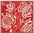 thumbnail image 2 of Safavieh Courtyard Crystal Floral Indoor/Outdoor Area Rug, Red/Natural, 6'7" x 6'7" Square, 2 of 12