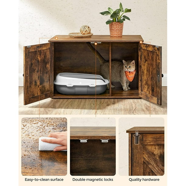 Hidden Cat Litter Box Enclosure, Rustic Brown UPCL002X01 - Walmart.com