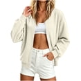 thumbnail image 2 of ClodeEU Women's Corduroy Long Sleeve Zip Up Jacket ,Casual Loose Outerwear with Pocket ,Women's Plus S, 2 of 6