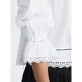 thumbnail image 4 of Free Assembly Women's Cotton Eyelet Ruffle Neck Blouse with Long Sleeves, Sizes XS-XXL, 4 of 4