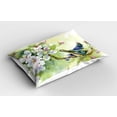 thumbnail image 2 of Ambesonne Flowers Pillow Sham 2 Pack, Watercolor Birds Spring, 36"x20", Reseda Green and Yellow, 2 of 3