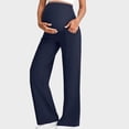 thumbnail image 2 of Audhol Maternity Yoga Pants Pregnancy Wide Leg Leisure Pants with Soft Elastic Pockets Breathable Maternity Waist Support Stretchy Yoga Leggings Pregnancy Pants Navy S, 2 of 8