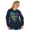 thumbnail image 3 of Jesus Loves You Christian Women Crewneck Sweatshirt Brisco Brands S, 3 of 6