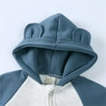 thumbnail image 4 of Unisex Long Sleeve Zipper Jumpsuit with Bear Ears Hood Lined Warm Romper Outfit for Boys and Girls, 4 of 8