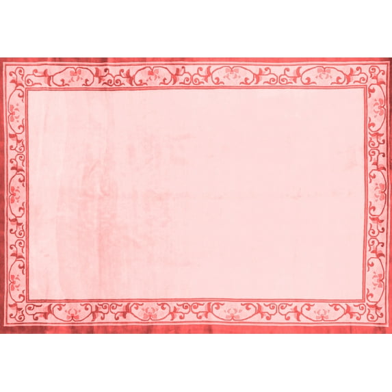 Ahgly Company Indoor Rectangle Solid Red Modern Area Rugs, 7' x 10'