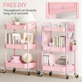 thumbnail image 3 of 3 Tier Rolling Cart Storage Organizer, Metal Rolling Utility Cart with Wheels, Hooks & Bins Esthetician Craft Art Sturdy Storage with Pegboard for Bathroom, Kitchen, Office, Nursery Diaper, 3 of 16