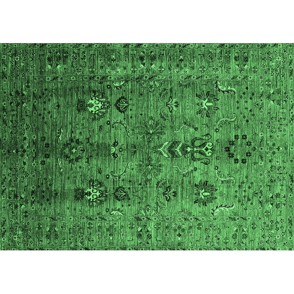 Ahgly Company Indoor Rectangle Oriental Emerald Green Industrial Area Rugs, 2' x 4'
