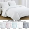 thumbnail image 5 of Chezmoi Collection Iris 3-Piece Washed Microfiber Quilt Set with Pom Pom Trim – Soft Lightweight Bedspread Bedding Set, Queen, White, 5 of 9