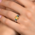 thumbnail image 4 of Gem Stone King 925 Silver and 10K Yellow Gold Yellow Citrine and Blue Diamond Engagement Ring for Women | 2.19 Cttw | Oval Checkerboard 9X7MM | Gemstone November Birthstone | Size 5, 4 of 6