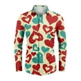 thumbnail image 4 of Fgvctg Valentine's Day Button Up Shirt Men Button Down V Neck Long Sleeve Shirts Trendy Collared Blouses Date Day Love Heart Print Oversized Business Casual Tops Cyan 3XL, 4 of 4