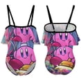 thumbnail image 6 of Game Kirby Children's Swimsuit Adjustable Off Shoulder Ruffle Swimwear One-piece Girls Kids Beach Bathing Suits 6-12 Years, 6 of 7