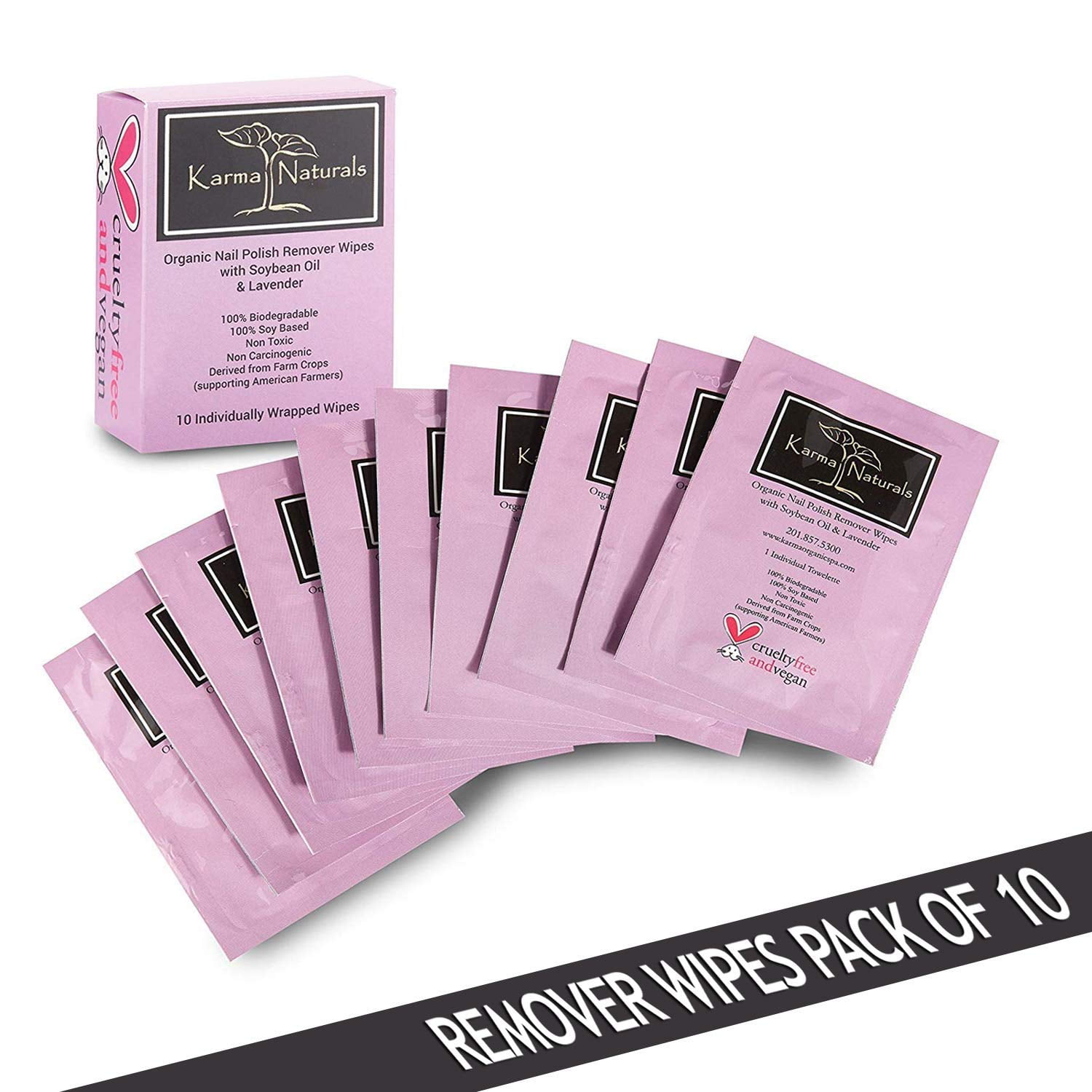 Nail Polish Remover Wipes; NonToxic, Vegan, CrueltyFree