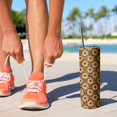 thumbnail image 2 of 20oz Black Leopard Sunflower Pattern Skinny Tumblers Stainless Steel Tumbler with Lid and Straw,Vacuum Insulated Double Wall Travel Tumbler Cups with Cleaning Brush for Coffee,Tea, 2 of 6