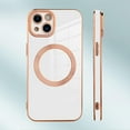thumbnail image 5 of Designed for iPhone 14 Plus Case for Women & Girls [Compatible with MagSafe] Luxury Plating Gold Bumper Phone Cover Full Camera Protection Cover for iPhone 14 Plus 6.7 Inch-White, 5 of 6