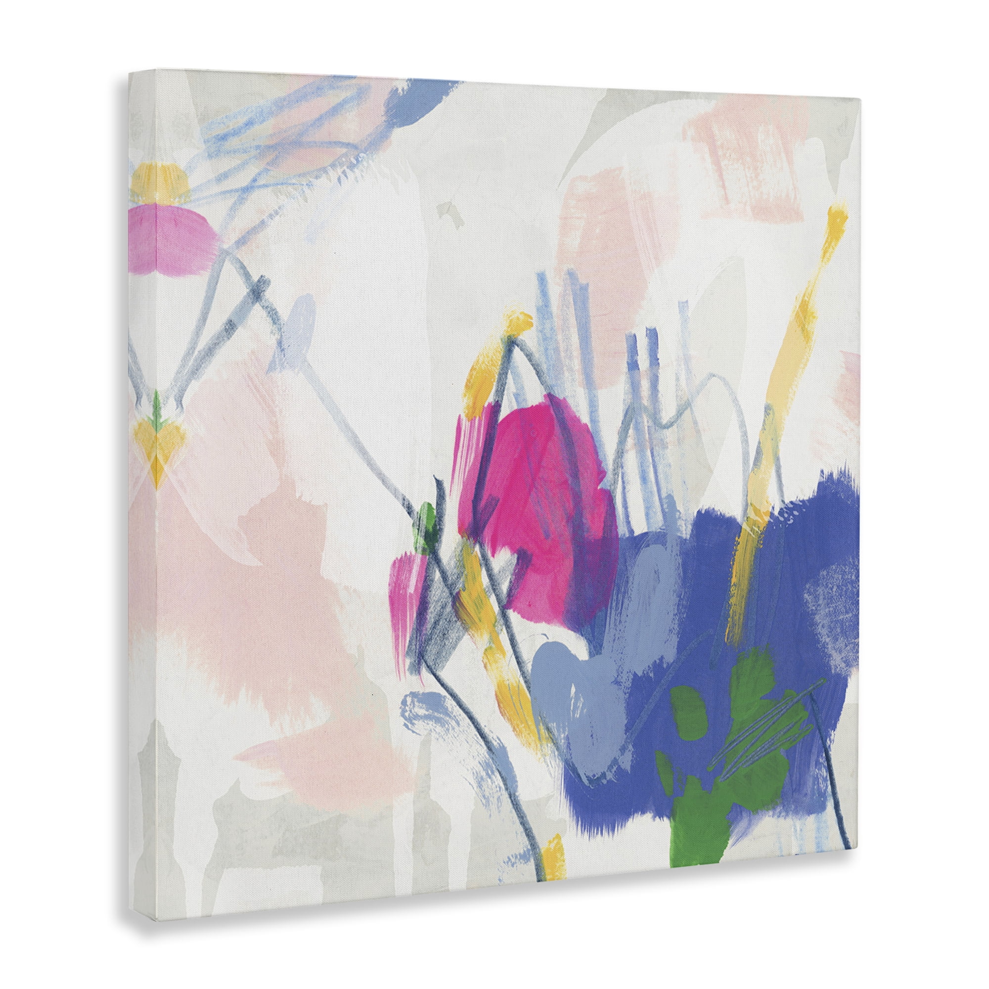 Stupell Industries Blue & Pink Abstract Scribble Abstract Painting Gallery Wrapped Canvas Art Print Wall Art, 30 x 30