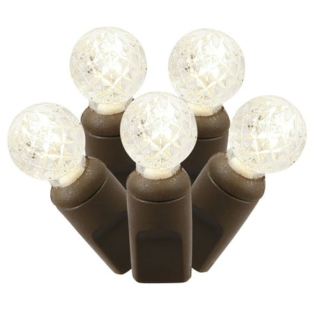Vickerman 100 Warm White G12 LED Light on Brown Wire 34 Christmas Light Strand