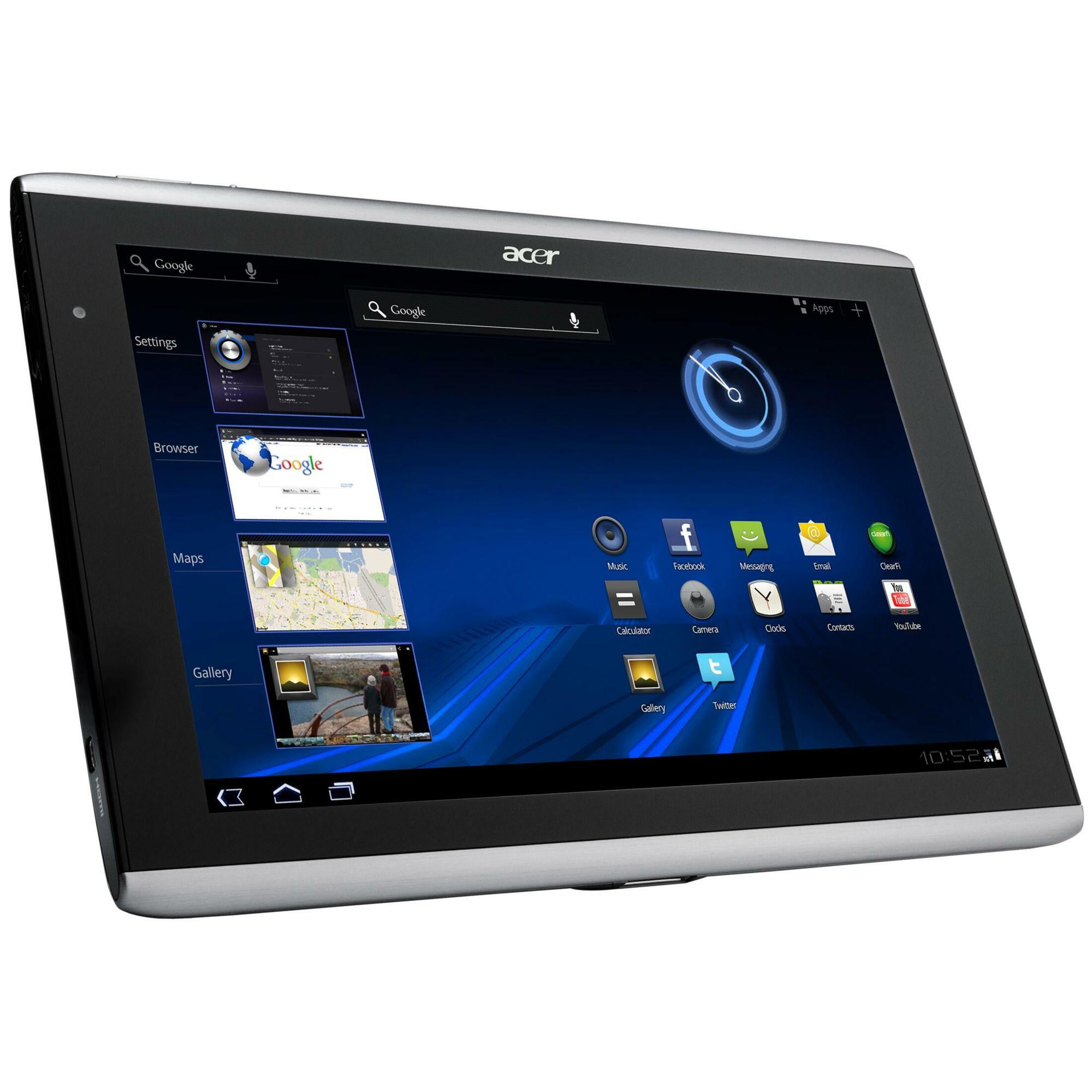 Acer Iconia Tab A A500 Tablet 10 1 Wxga Cortex A9 Dual Core 2 Core 1 Ghz 1 Gb Ram 16 Gb Storage Android Silver Walmart Com