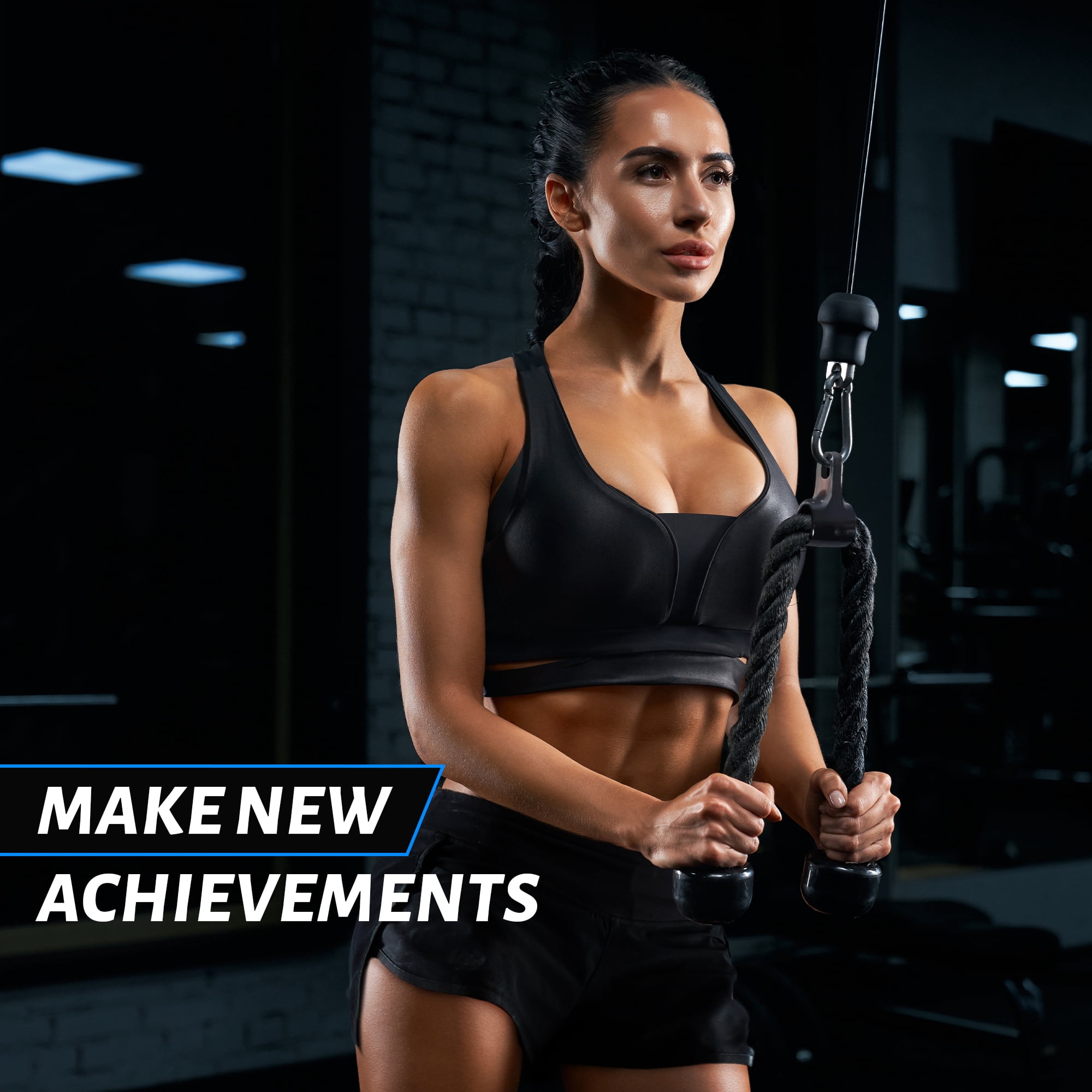 BalanceFrom Tricep Press Down Cable Attachment Set – Heavy Duty LAT Pulldown Accessories with V Handle, Rotating Bar, Tricep Rope, V-Shaped Bar for Home Gym
