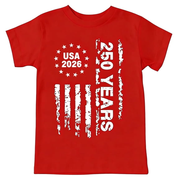 UACY Kids 250 Anniversary USA Shirts 250 Year American Flag Tshirt Boys and Girls Happy 250th Tee 4th of July Tops (Red, 6-7 Years)