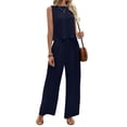 thumbnail image 2 of Conjuntos de 2 Piezas para Mujer, Chaleco, Cuello Redondo, Sin Mangas, Conjuntos Casuales, Pantalones de Pierna , Trajes. Azul Oscuro S, 2 of 9