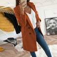 thumbnail image 2 of Goindgs Women's Winter Coat Jacket Suit Long Warm Solid Color Buttons Collar Slim Fit Windbreaker Fall Outerwear Long Coat Orange-XXL, 2 of 4
