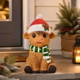 thumbnail image 5 of Clearance! Christmas Decorations, Light Up Highland Cow Resin Figurine With Knit Santa Hat & Striped Scarf, Festive Statue for Tabletop Mantel Covered Porch Yard Christmas Gift,7.87", 5 of 5