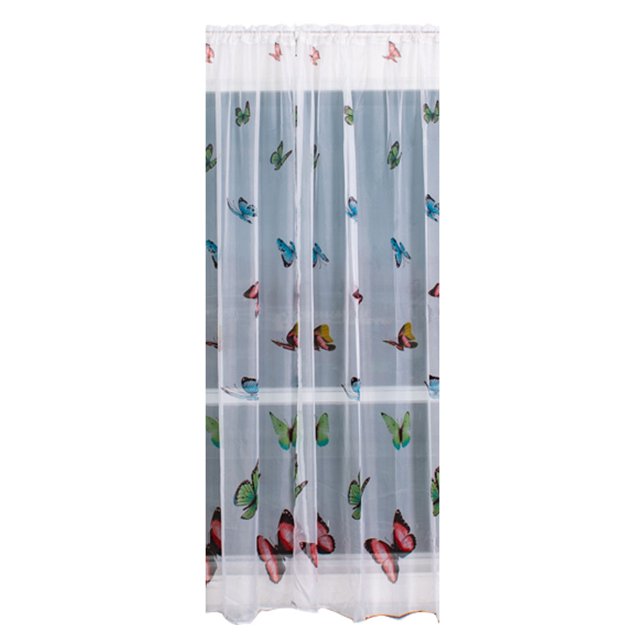 Trees Sheer Curtain Tulle Window Voile Drape Valance Fabric