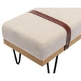 thumbnail image 4 of Guyou Modern Linen Rectangle Ottoman Bench with Two Straps and Metal Legs, Upholstered Bed End Bench Entryway Shoe Bench Dining Table Bench Footstool for Bedroom Living Room, Beige, 4 of 11