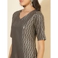 thumbnail image 7 of Janasya Women's Grey Crepe Foil Printed Straight Dress, 7 of 7