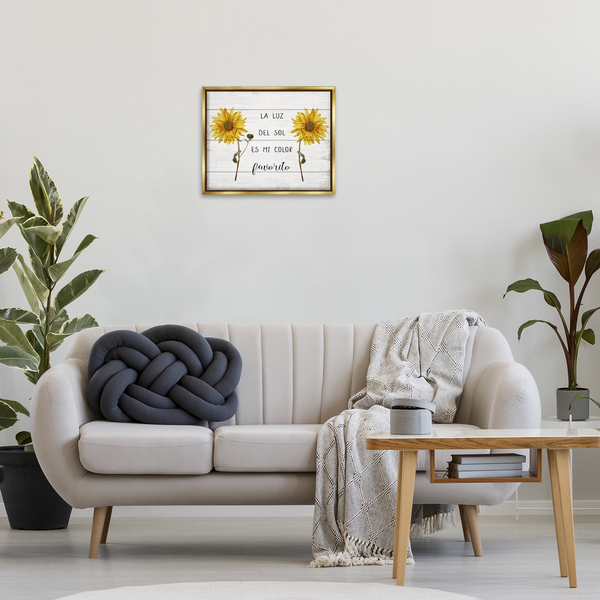 Stupell Industries La Luz Del Sol Inspirational Quotes & Sayings Painting Gold Floater Framed Art Print Wall Art, 21 x 17