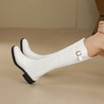 thumbnail image 2 of B91xZ Bottes pour Femmes à Fermeture Éclair Bout Rond Mode Moto Combat pour Femmes, Blanc 7.5, 2 of 4