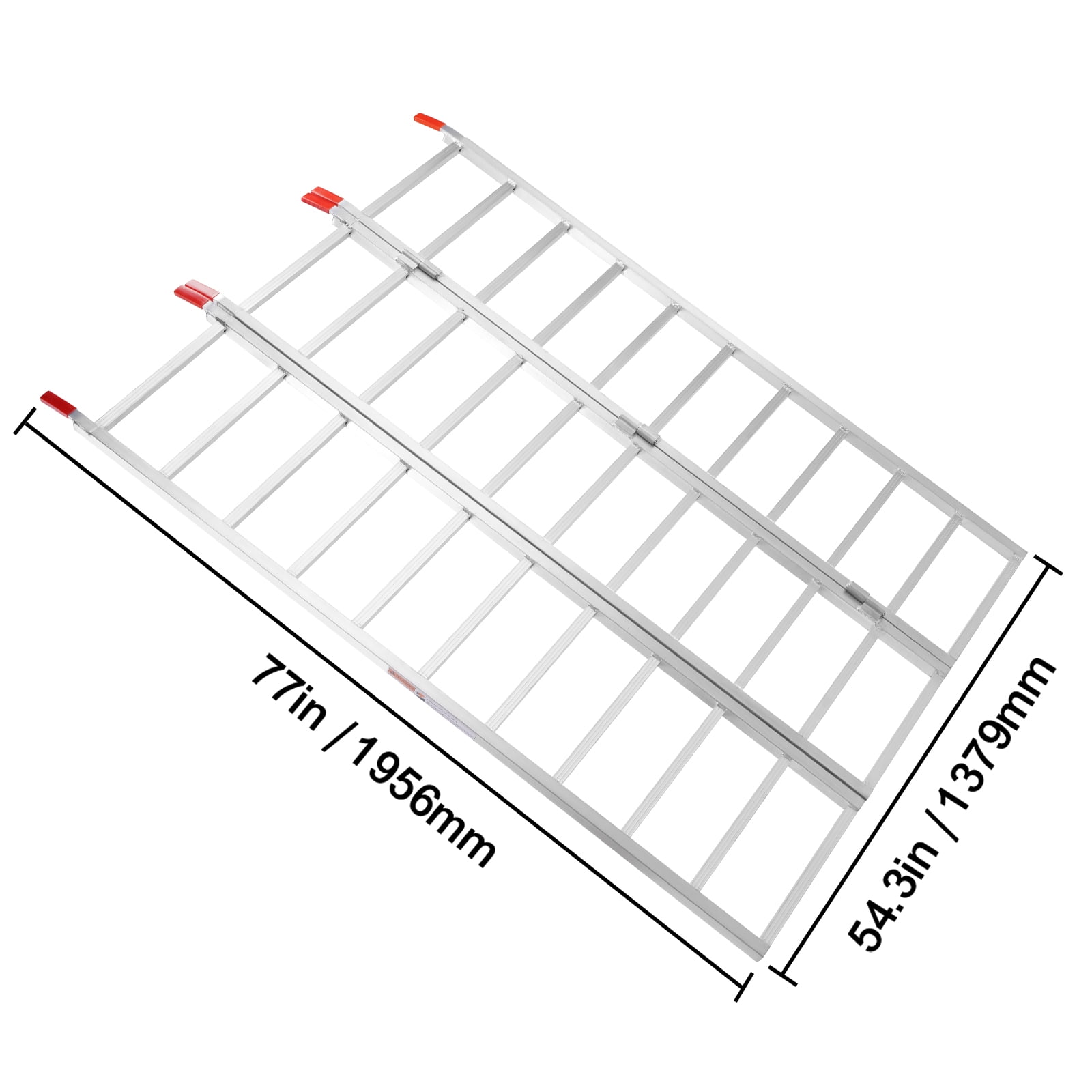 KFFKFF Aluminum Loading Ramps, 1500 lbs Capacity, Multi-Fold Design with Secure Straps for Motorcycles, Tractors, ATVs, Trucks, Lawn Equipment, Snow Machines, Dimensions 77"L x 54"W, Single Unit