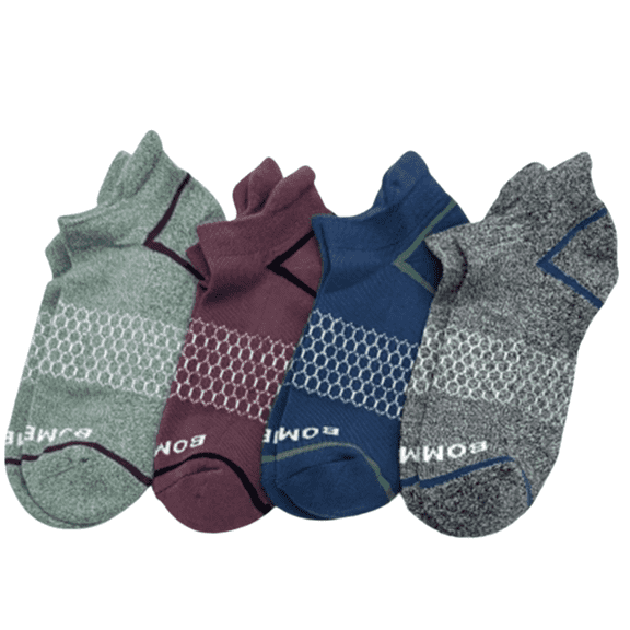 BOMBAS 4 pairs Men's Honeycomb Cushion Ankle Socks 4 Colors Mix Size Large 9-13