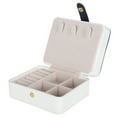 thumbnail image 4 of Caja de joyería portátil de viaje, organizador de caja de almacenamiento de collares, pendientes y anillos simples y elegantes, color blanco, 4 of 5