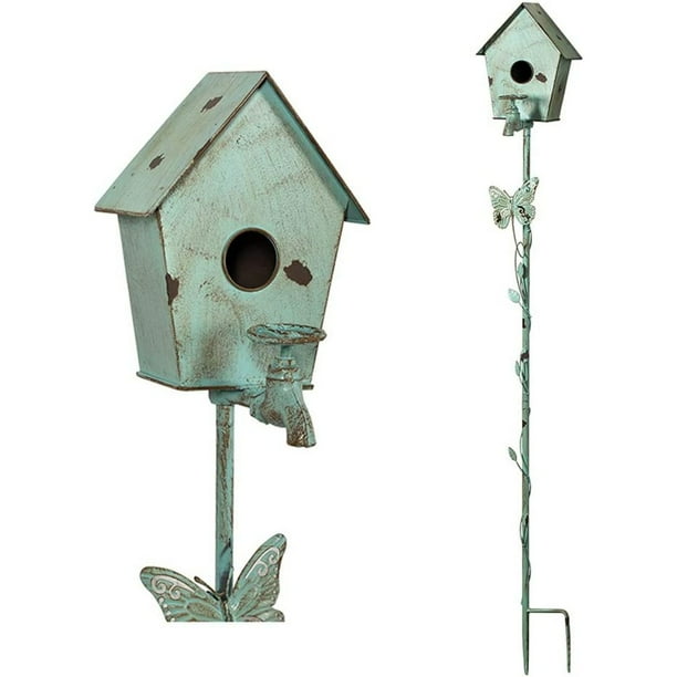 Bird Houses for Outside with Pole Metal Birdhouse Stakes Decorative
