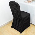 thumbnail image 6 of BalsaCircle Black Fitted Spandex Stretchable Banquet Chair Cover Ruched Design Party Events Decorations Supplies, 6 of 8