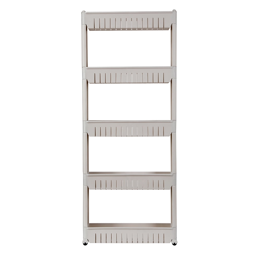 5 Tier Slim Slide Out Storage Tower with Wheels, Pull Out Pantry Shelves Cart for Kitchen