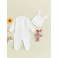thumbnail image 4 of Bagilaanoe Newborn Easter Outfits Baby Girl Boys Footed Jumpsuit + Hat Long Sleeve Bodysuit 3M 6M 12M 18M Infant Spring One Piece Romper, 4 of 9
