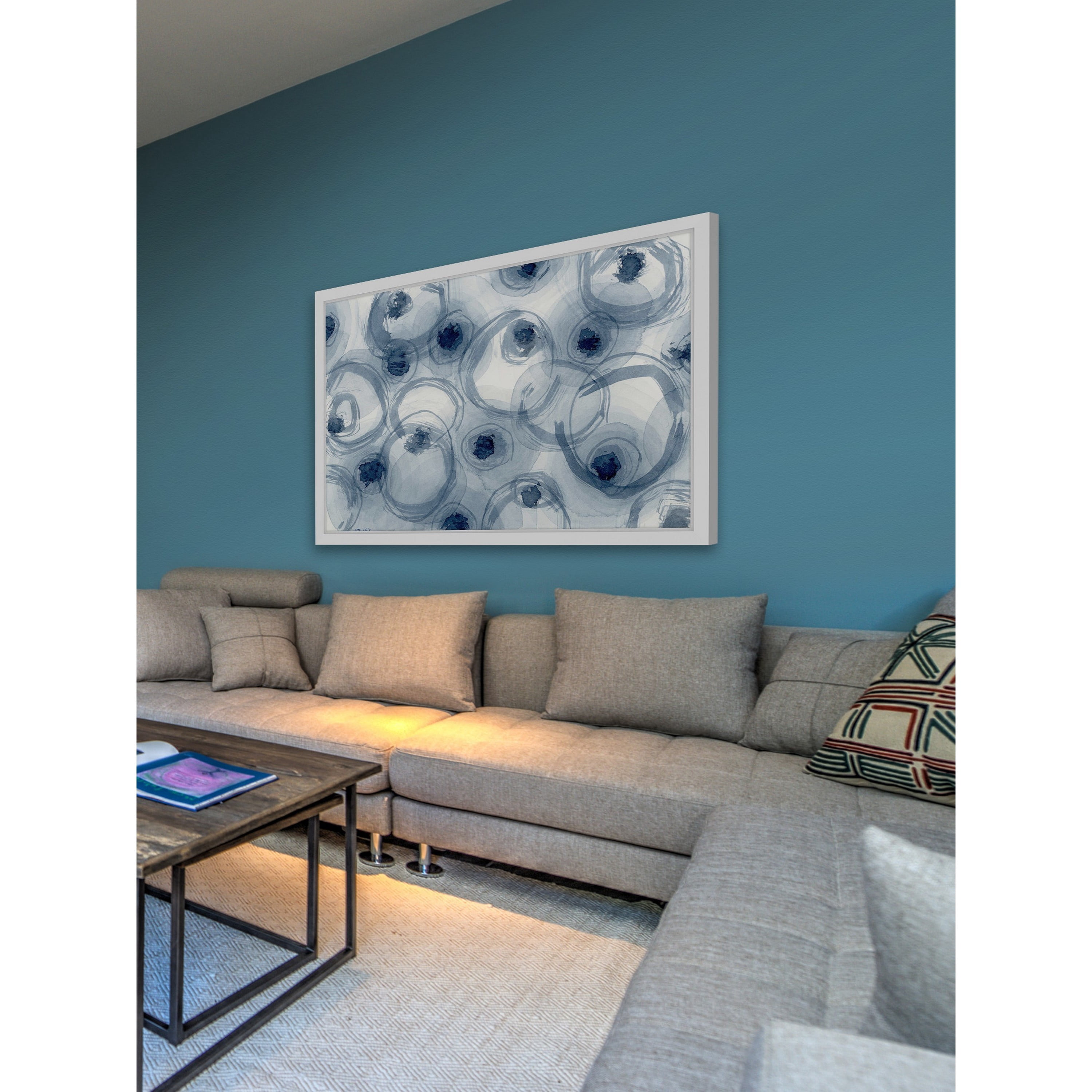 Marmont Hill "Indigo Ovals" by Nikki Galapon Framed Painting Print