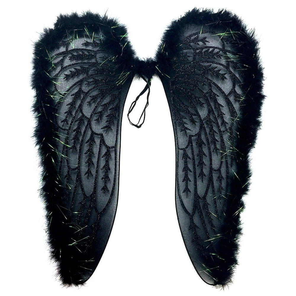 Pretend Play Dress Up Mozlly Black Fluffy Glittery Adult Angel Wings