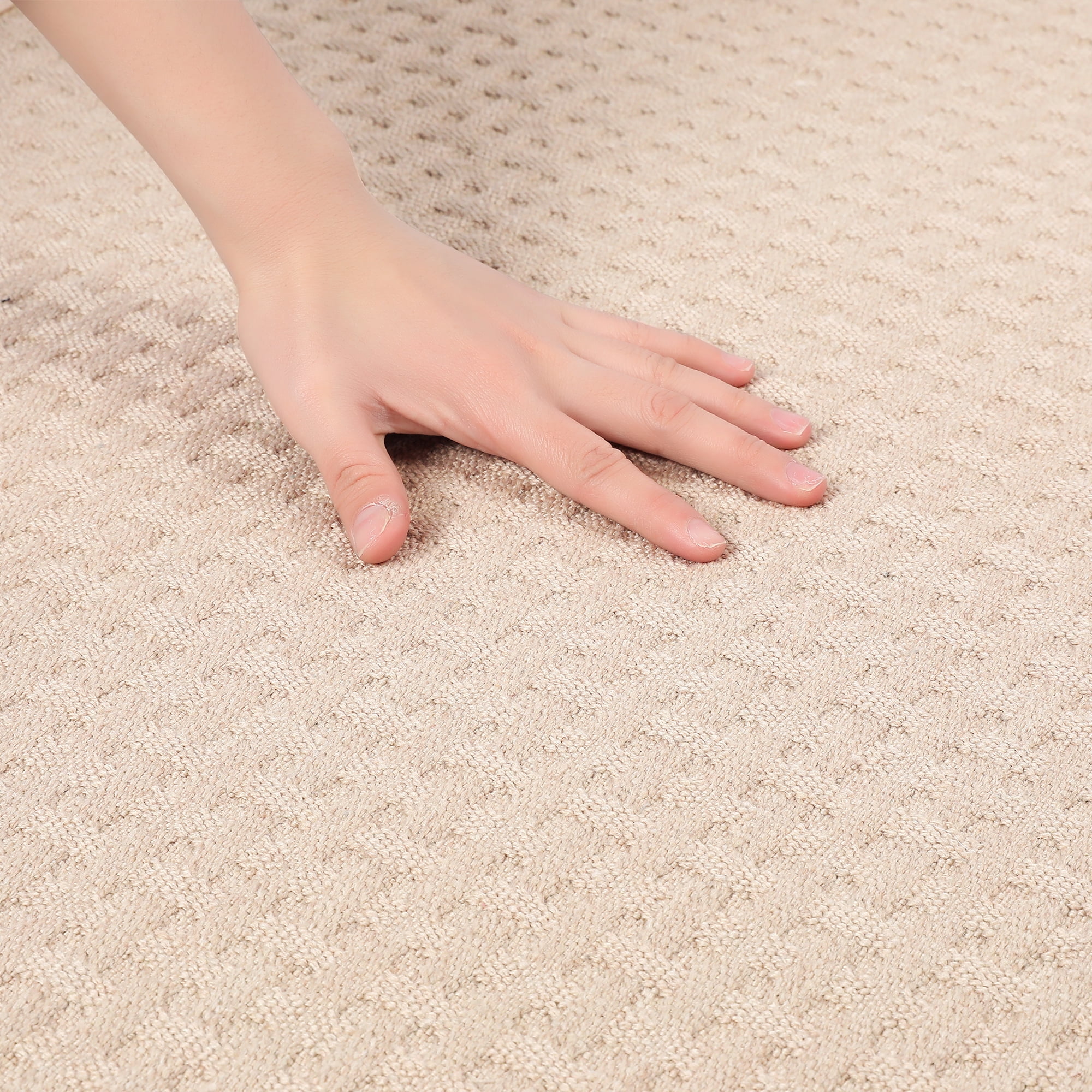 Unique Bargains Weaving Pattern Soft Absorbent Bath Mat Beige 16" x 24"
