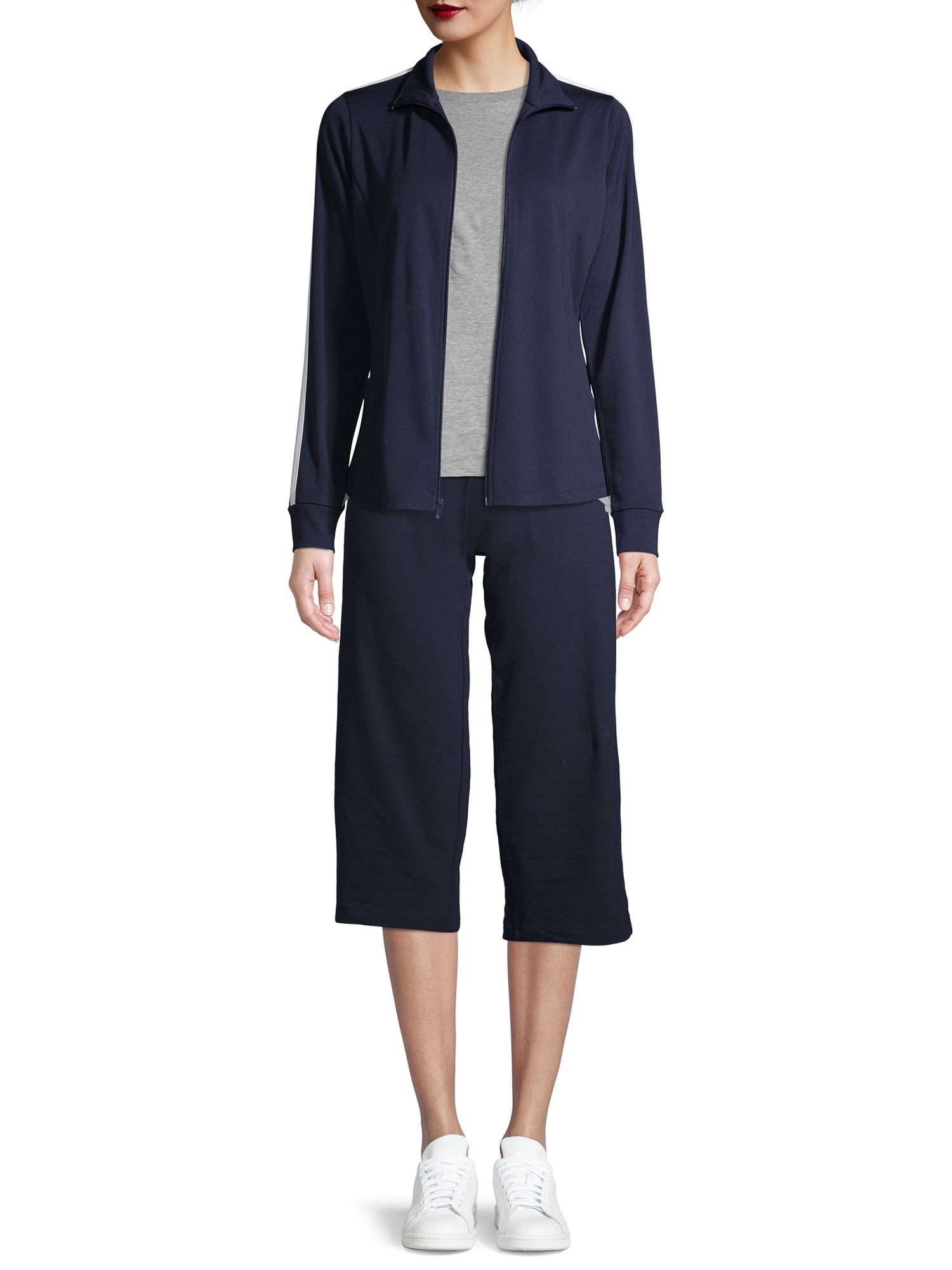 Athletic Works Women's Athleisure Track Jacket with Contrast Stripes