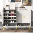 thumbnail image 2 of EUROCO 11-Tier Wood Shoe Cabinet for Entryway,47.2” Free Standing Shoe Storage Cabinet Shoe Rack Organizer with Adjustable Shelves for Hallway Bedroom Closet Living Room, White, 2 of 7